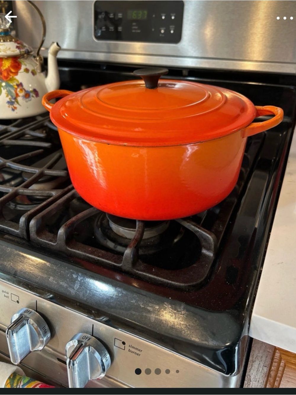 Vintage Le Creuset  Dutch Oven 4.5qt great cond 1960-70’s cast iron top handle.